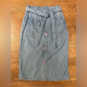 Pomodoro denim elastic waist chambray midi skirt size small